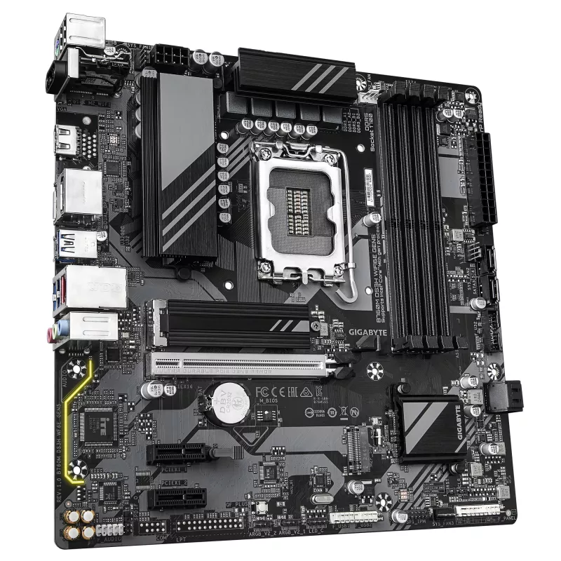 Płyta główna GIGABYTE B760M DS3H WIFI6E GEN5 - obsługuje procesory Intel Core 14. generacji, 6+2+1 faz cyfrowego VRM, do 5600 MHz DDR5, 2x PCIe 4.0 M.2, Wi-Fi 6E, 2,5 GbE LAN, USB 3.2 Gen2