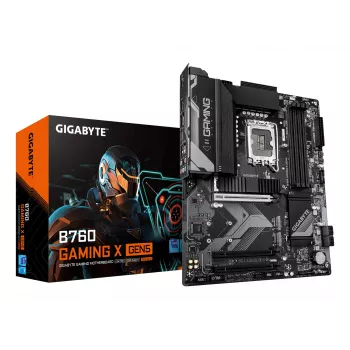 Płyta główna GIGABYTE B760 GAMING X GEN5 - obsługuje procesory Intel Core 14. generacji, 8+1+1 faz VRM, do 5600 MHz DDR5, 3x PCIe 4.0 M.2, 2.5 GbE LAN, USB 3.2 Gen 2