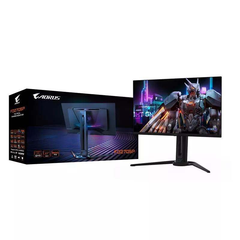 GIGABYTE AORUS FO27Q5P OLED QHD Monitor Gamingowy - 2560 x 1440, 500Hz, 0,03ms, KVM, 300 cd/m², FreeSync Premium Pro, DisplayHDR True Czarny 500, DisplayPort 2.1