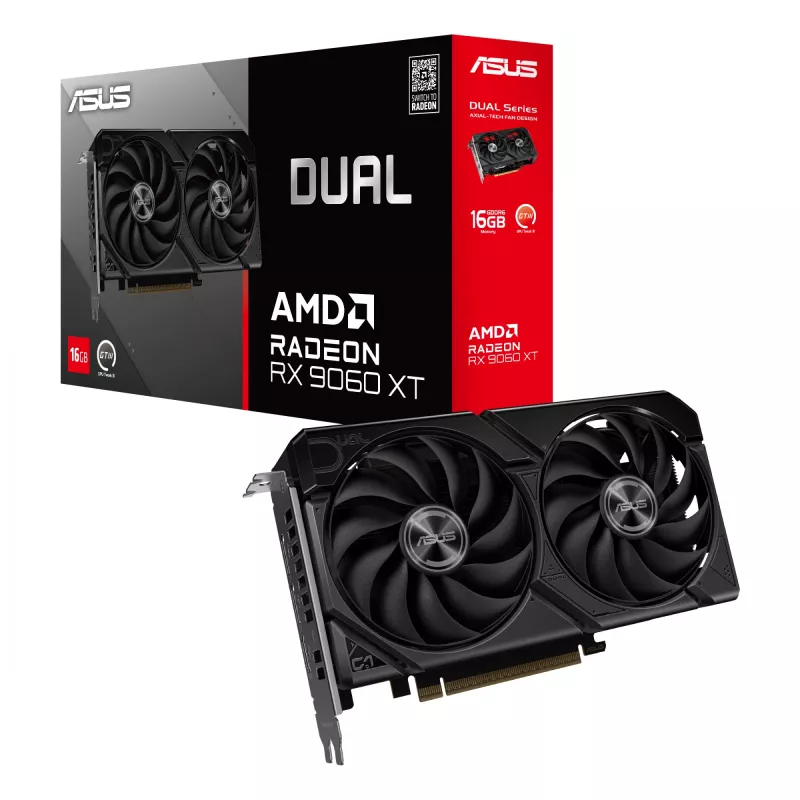 Karta graficzna ASUS Dual Radeon RX 9060 XT 16 GB GDDR6, 128-bit, PCIe 5.0, 2 wentylatory