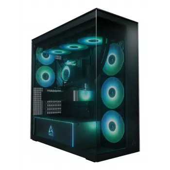ARCTIC Xtender (Czarny) Premium E-ATX Obudowa PC, Midi Tower, PC, Czarny, EATX, Metal, Szkło hartowane, Gaming