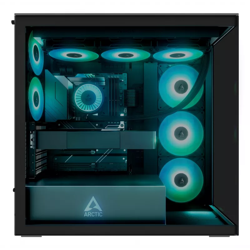 ARCTIC Xtender (Czarny) Premium E-ATX Obudowa PC, Midi Tower, PC, Czarny, EATX, Metal, Szkło hartowane, Gaming