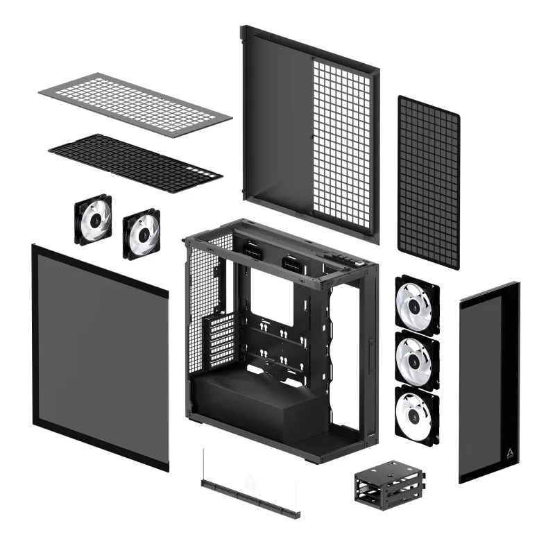 ARCTIC Xtender (Czarny) Premium E-ATX Obudowa PC, Midi Tower, PC, Czarny, EATX, Metal, Szkło hartowane, Gaming