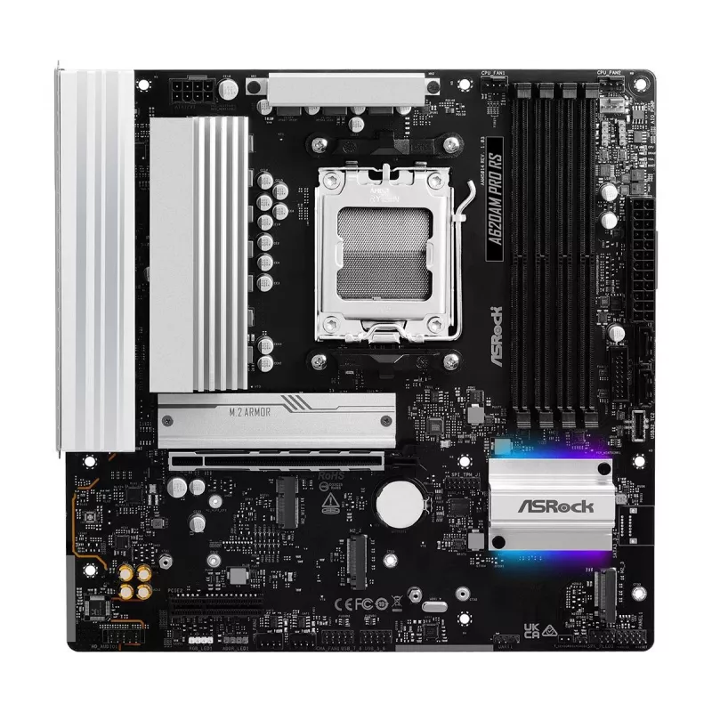 Płyta główna ASRock A620AM Pro Rs AM5 AMD A620A 4 x DDR5 1 x HDMI 2.1 TMDS/FRL 8G kompatybilny 1 x DisplayPort 1.4 z DSC mATX