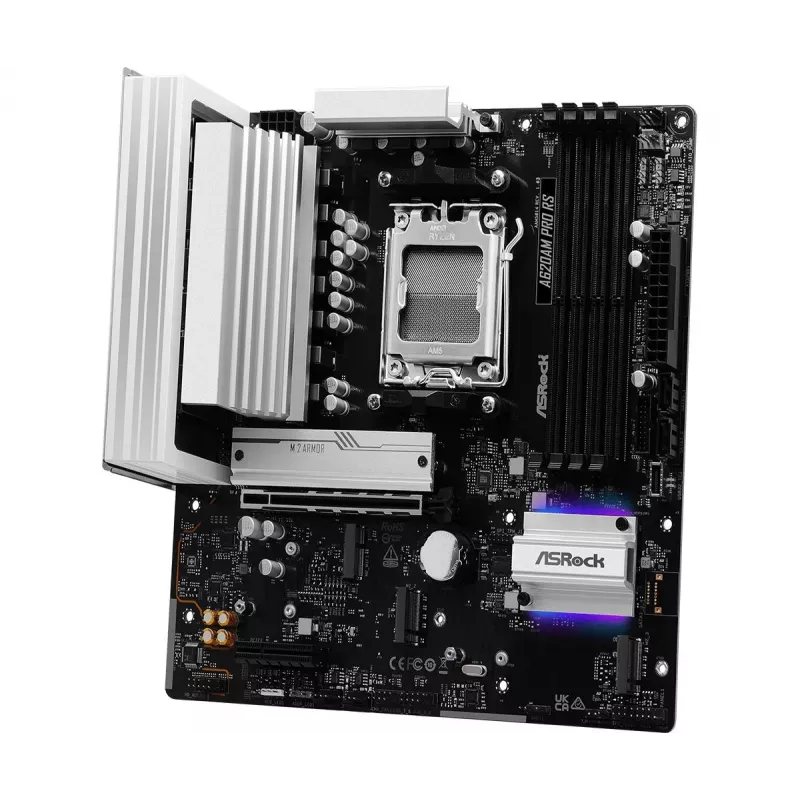 Płyta główna ASRock A620AM Pro Rs AM5 AMD A620A 4 x DDR5 1 x HDMI 2.1 TMDS/FRL 8G kompatybilny 1 x DisplayPort 1.4 z DSC mATX