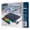 Wewnętrzny napęd DVD±RW Gembird DVD-USB-031 — USB Type-C, 24x CD / 8x DVD, ładowanie przednie, czarny, 140×18×140 mm