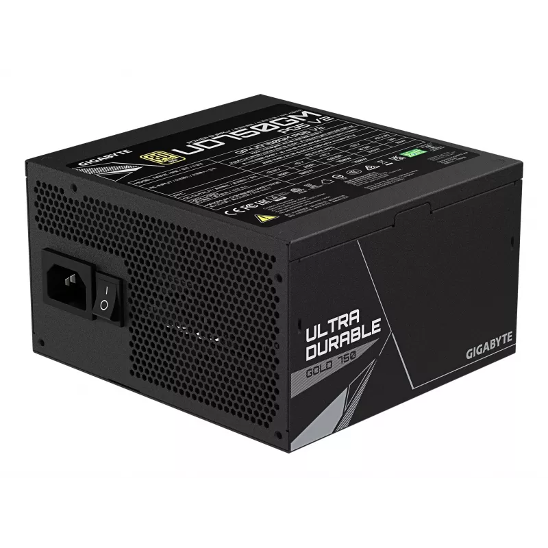 Zasilacz GIGABYTE UD750GM PG5 V2 – PCIe Gen 5.1, 80 PLUS Gold, w pełni modułowy, wentylator 120 mm, kompatybilny z ATX 3.1, wtyczka EU