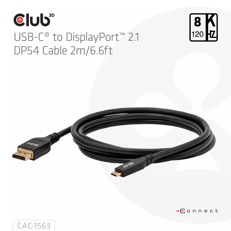 CLUB3D CAC-1563 adapter kabla wideo 2 m USB Type-C DisplayPort czarny