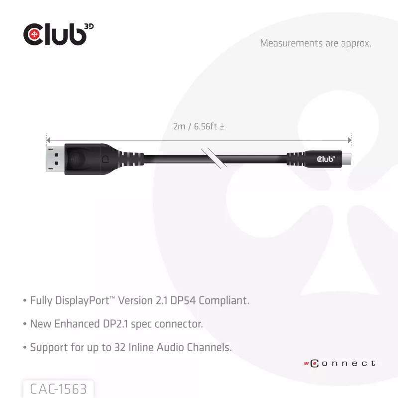 CLUB3D CAC-1563 adapter kabla wideo 2 m USB Type-C DisplayPort czarny