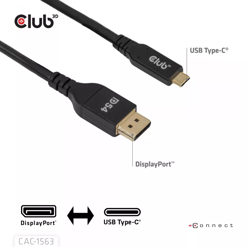 CLUB3D CAC-1563 adapter kabla wideo 2 m USB Type-C DisplayPort czarny