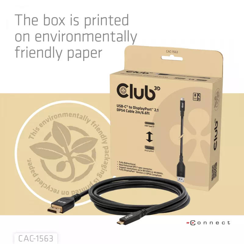 CLUB3D CAC-1563 adapter kabla wideo 2 m USB Type-C DisplayPort czarny