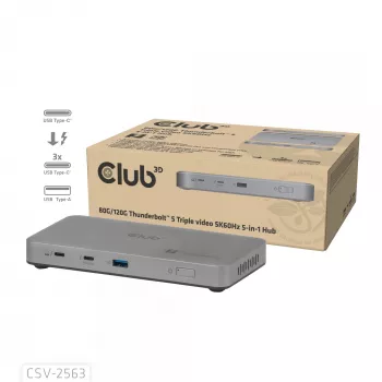 CLUB3D CSV-2563 5-1 Thunderbolt™ 5 Hub Triple video 5K60Hz Thunderbolt™ Share Certyfikowany 180 W