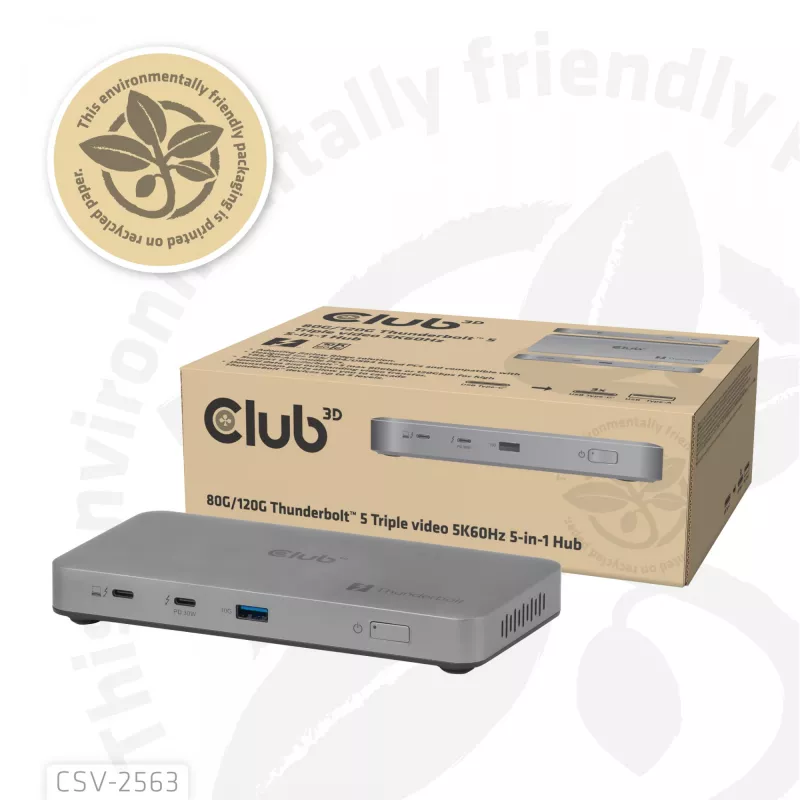 CLUB3D CSV-2563 5-1 Thunderbolt™ 5 Hub Triple video 5K60Hz Thunderbolt™ Share Certyfikowany 180 W