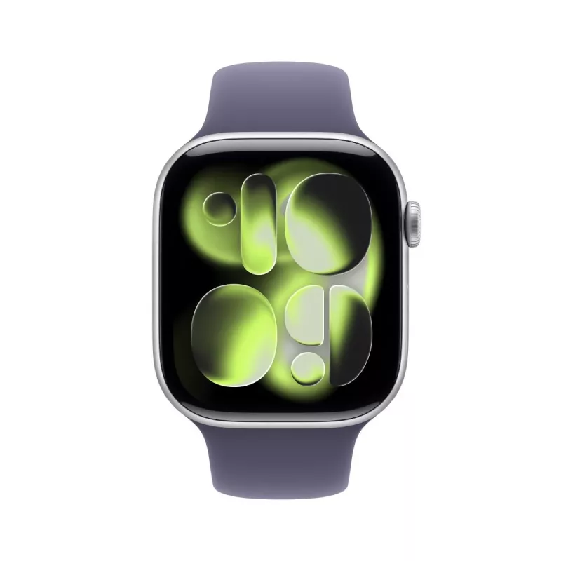 APPLE Watch Series 11 GPS 46mm srebrna aluminiowa koperta z fioletowo-mglistym paskiem Sport S/M