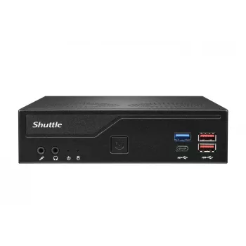 Shuttle Slim PC DH770, S1700, 2x HDMI, 2x DP, 2x 2.5G LAN, 2x COM, 8x USB, 1x 2.5 cala, 2x M.2, praca ciągła 24/7, w tym VESA