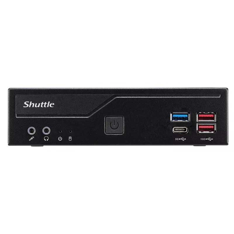 Shuttle Slim PC DH770, S1700, 2x HDMI, 2x DP, 2x 2.5G LAN, 2x COM, 8x USB, 1x 2.5 cala, 2x M.2, praca ciągła 24/7, w tym VESA