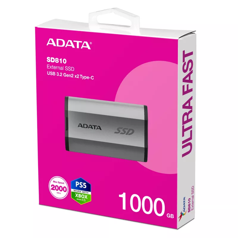 ADATA SD810 1 TB USB Type-C USB 3.2 Gen 2x2 Czarny, Srebrny