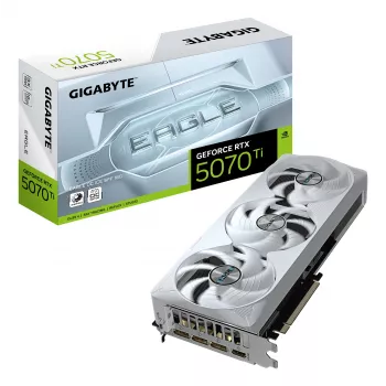 Karta graficzna GIGABYTE GeForce RTX 5070 Ti EAGLE OC ICE SFF 16G - 16 GB GDDR7, 256-bit, PCI-E 5.0, taktowanie rdzenia 2542 MHz, 3 x DP 2.1a, 1 x HDMI 2.1b, NVIDIA DLSS 4, GV-N507TEAGLEOC ICE-16GD