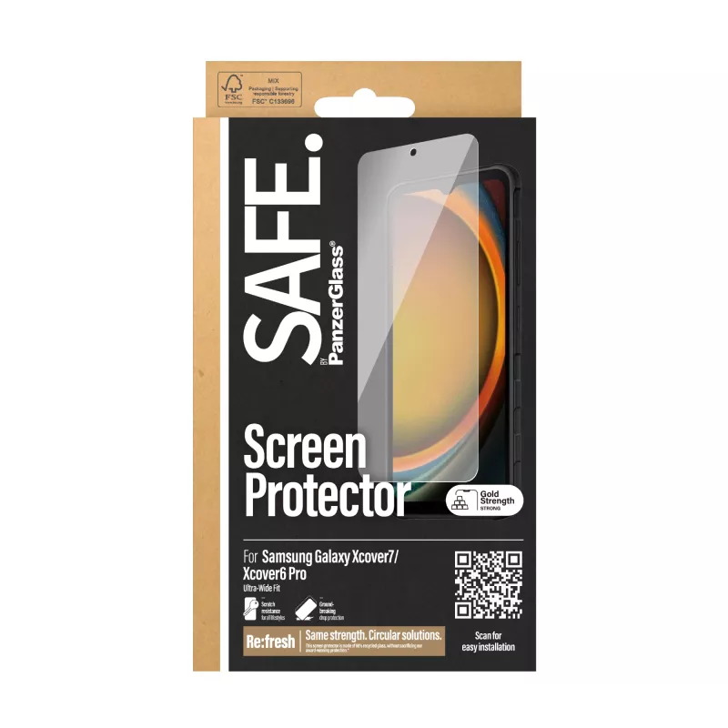 PanzerGlass SAFE. by ® Screen Protector Samsung Galaxy Xcover7 | Xcover6 Pro | Ultra-Wide Fit