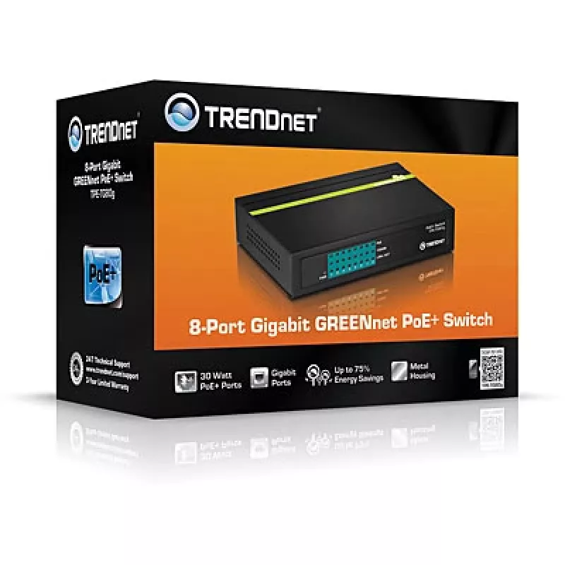 Przełącznik TRENDNET PoE+ 8-portowy Gigabit Greennet 8x Gbe PoE+