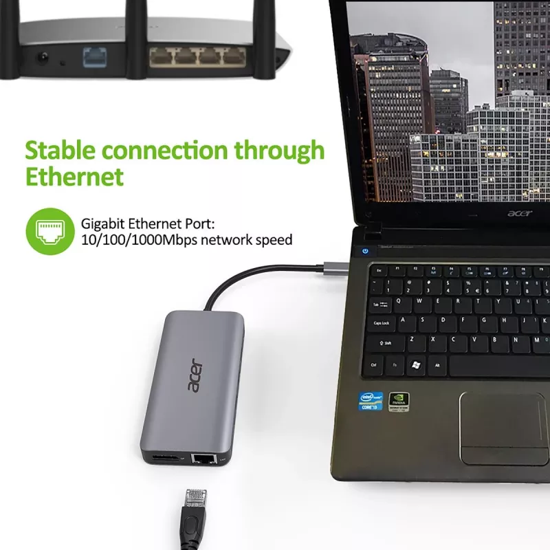 ACER 12w1 Dongle Type C Srebrny