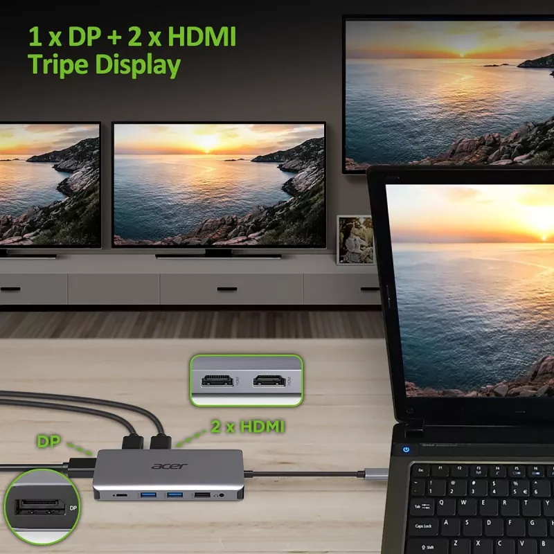 ACER 12w1 Dongle Type C Srebrny