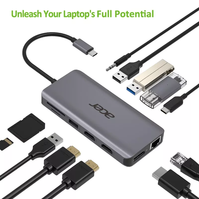 ACER 12w1 Dongle Type C Srebrny