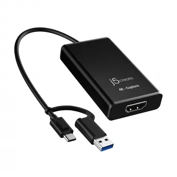 j5create JVA11-N 4K HDMI™ Adapter do przechwytywania, czarny, USB 3.2 Gen 1 (3.1 Gen 1), 3840 x 2160 pikseli, aluminium, 0,19 m, Tajwan