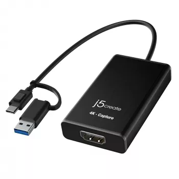 j5create JVA11-N 4K HDMI™ Adapter do przechwytywania, czarny, USB 3.2 Gen 1 (3.1 Gen 1), 3840 x 2160 pikseli, aluminium, 0,19 m, Tajwan