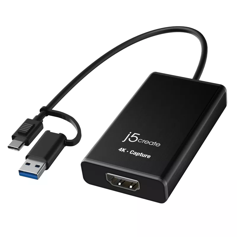 j5create JVA11-N 4K HDMI™ Adapter do przechwytywania, czarny, USB 3.2 Gen 1 (3.1 Gen 1), 3840 x 2160 pikseli, aluminium, 0,19 m, Tajwan