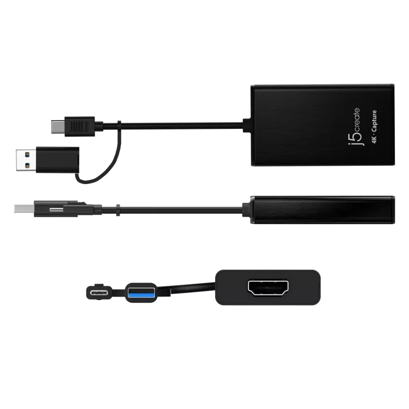j5create JVA11-N 4K HDMI™ Adapter do przechwytywania, czarny, USB 3.2 Gen 1 (3.1 Gen 1), 3840 x 2160 pikseli, aluminium, 0,19 m, Tajwan