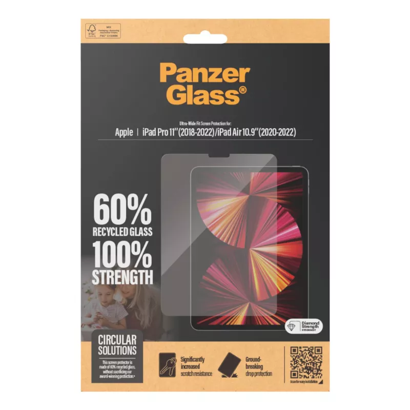 PanzerGlass® Szkło ochronne iPad Pro 11'' (2018-2022) | iPad Air 10,9'' (2020, 2022) | Ultra-Wide Fit