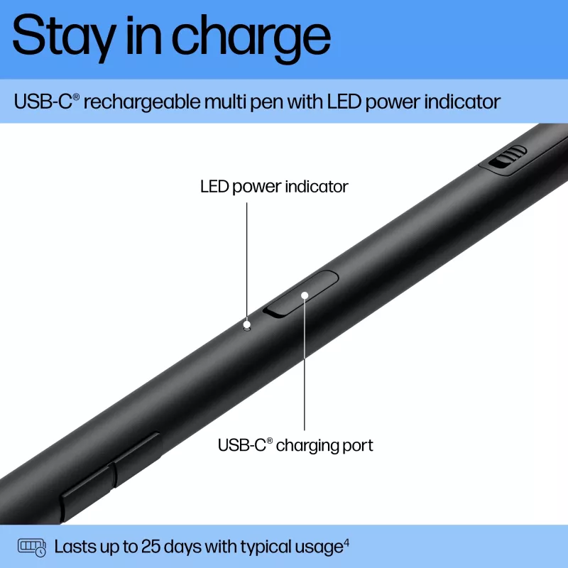 HP 705 Rechargeable Multi Pen, Laptop, HP, Czarny, Wbudowana, Litowo-jonowa (Li-Ion), Chiny