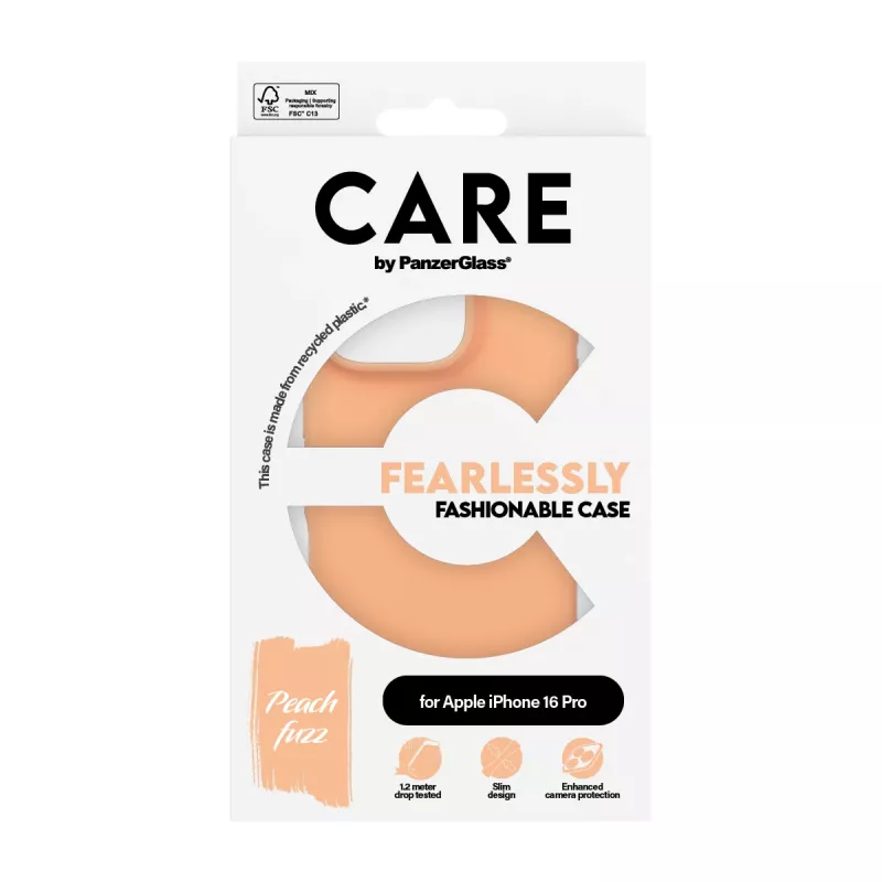 PanzerGlass CARE by modne etui Peachy iPhone 16 Pro przezroczyste etui