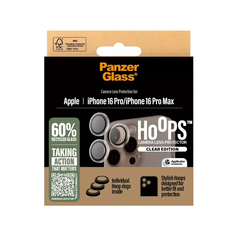PanzerGlass ® Hoops® Ochrona obiektywu aparatu Przezroczysta iPhone 16 Pro | 16 Pro Max