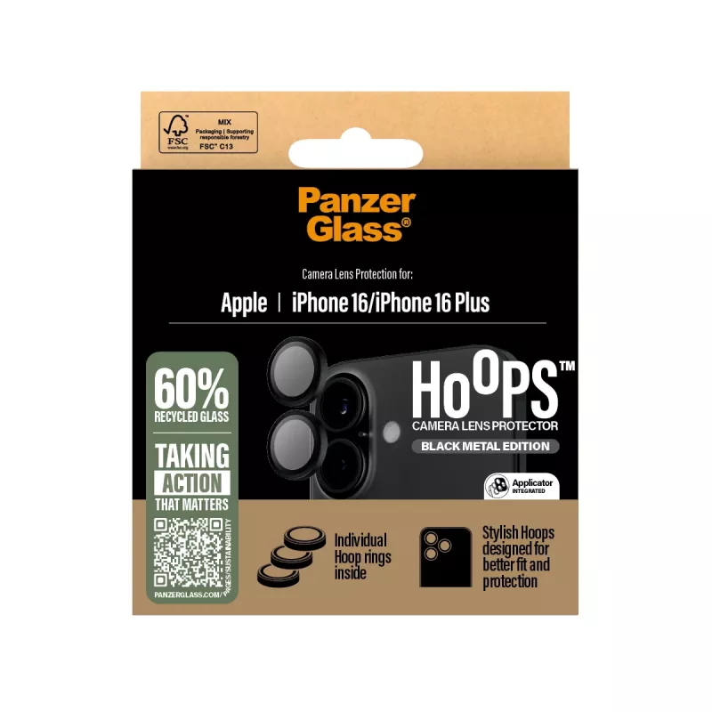 PanzerGlass ® Hoops® Osłona obiektywu aparatu Czarny iPhone 16 | 16 Plus