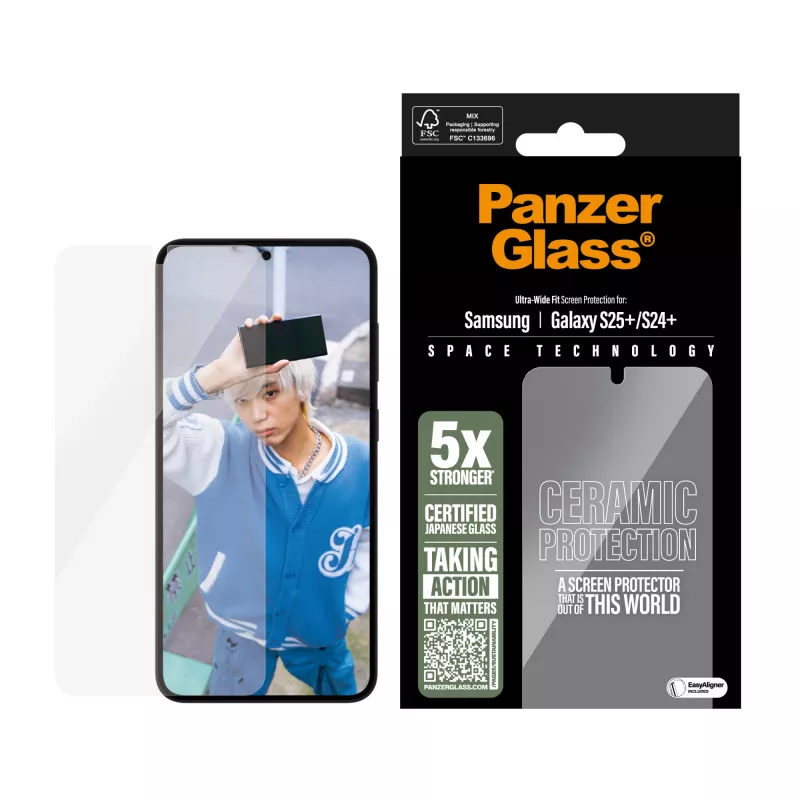 PanzerGlass ® Ceramiczna osłona ekranu Samsung Galaxy S25+ | S24+ | Ultra-Wide Fit z EasyAligner