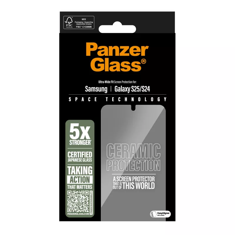 PanzerGlass ® Ceramiczna Ochrona Ekranu Samsung Galaxy S25 | S24 | Ultra-Wide Fit z EasyAligner