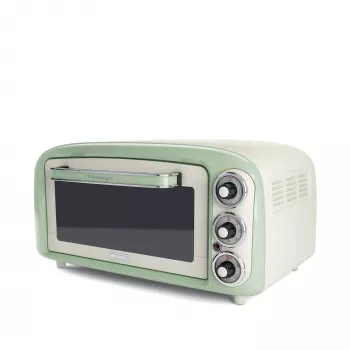 Piekarnik elektryczny Ariete 979 Design, 18 litrów, odpowiedni do pizzy 30 cm, 1380 W, 3 poziomy gotowania, minutnik 60 minut, stal nierdzewna, pastelowa zieleń