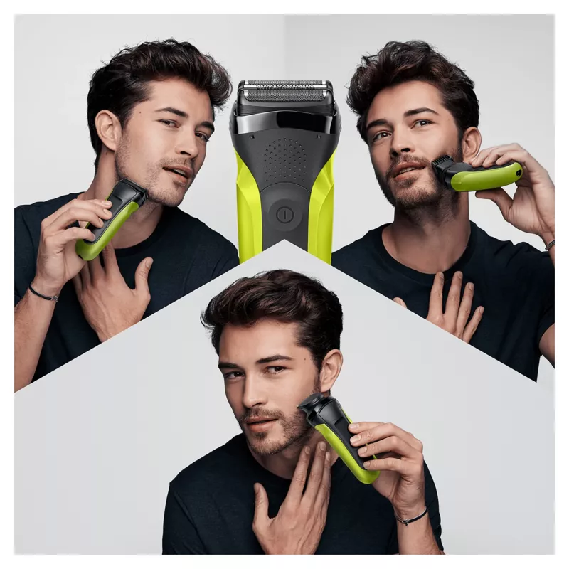 Braun Series 3 Shave&Style 300BT Golarka elektryczna, maszynka do golenia dla mężczyzn, czarno-zielona