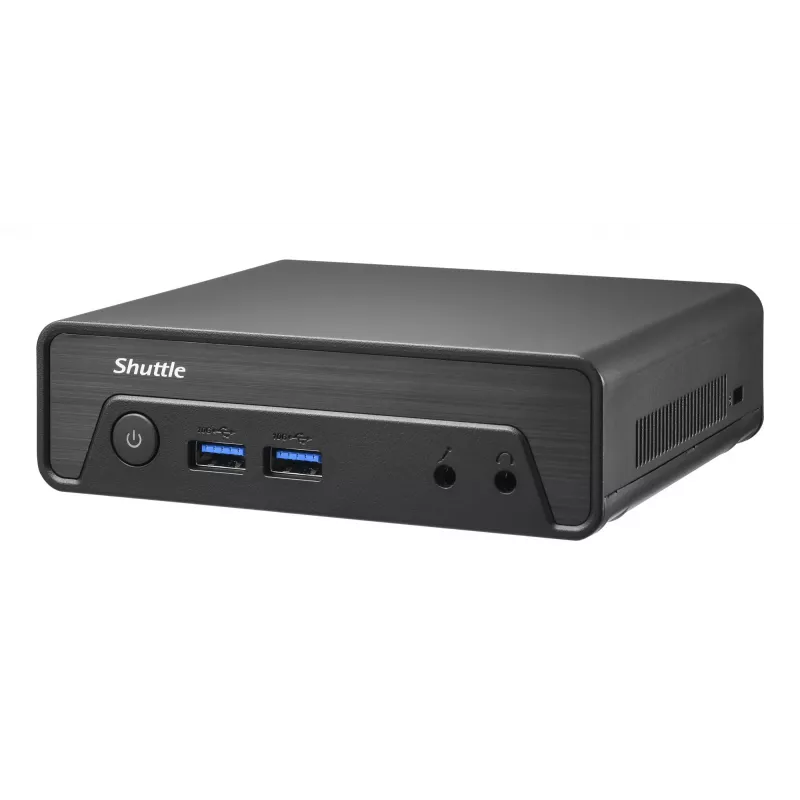 Shuttle Nano PC NE10N, Intel N 100, 1x HDMI, 1x DP, 6x USB, 1x LAN, bez wentylatora, praca 24/7, w zestawie VESA