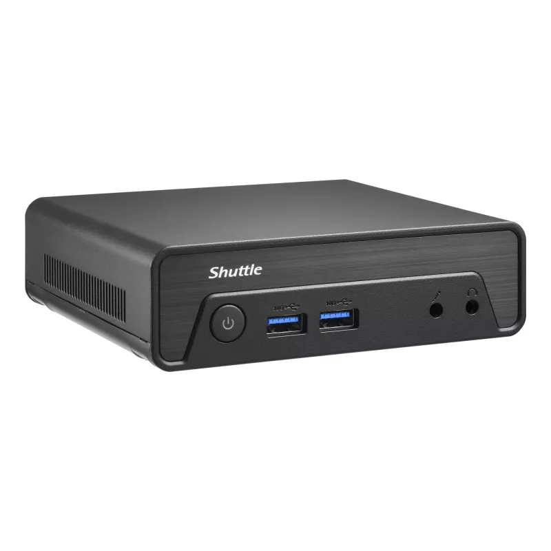 Shuttle Nano PC NE10N, Intel N 100, 1x HDMI, 1x DP, 6x USB, 1x LAN, bez wentylatora, praca 24/7, w zestawie VESA