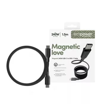 Kabel PanzerGlass empower™ by ® Magnetic 240W USB-C do USB-C | USB 2.0 | 1,5 m | Kosmiczna czerń