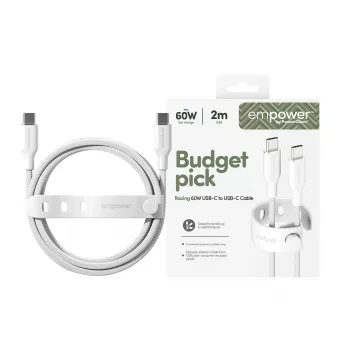 PanzerGlass empower™ by ® Racing 60W USB-C do USB-C Kabel | USB 2.0 | 2M | Srebrny Biały