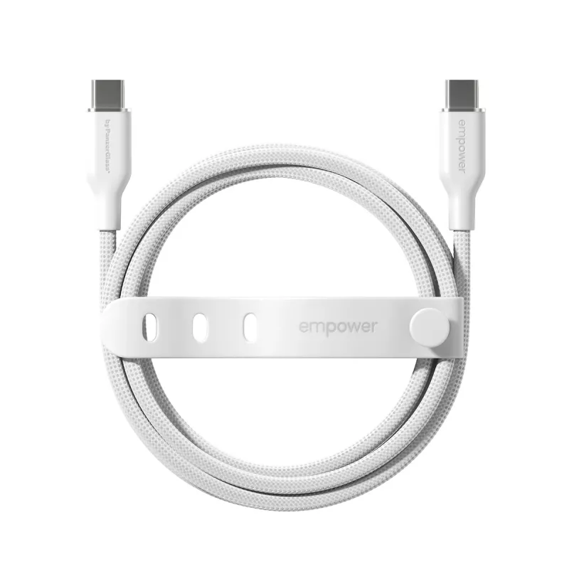 PanzerGlass empower™ by ® Racing 60W USB-C do USB-C Kabel | USB 2.0 | 2M | Srebrny Biały