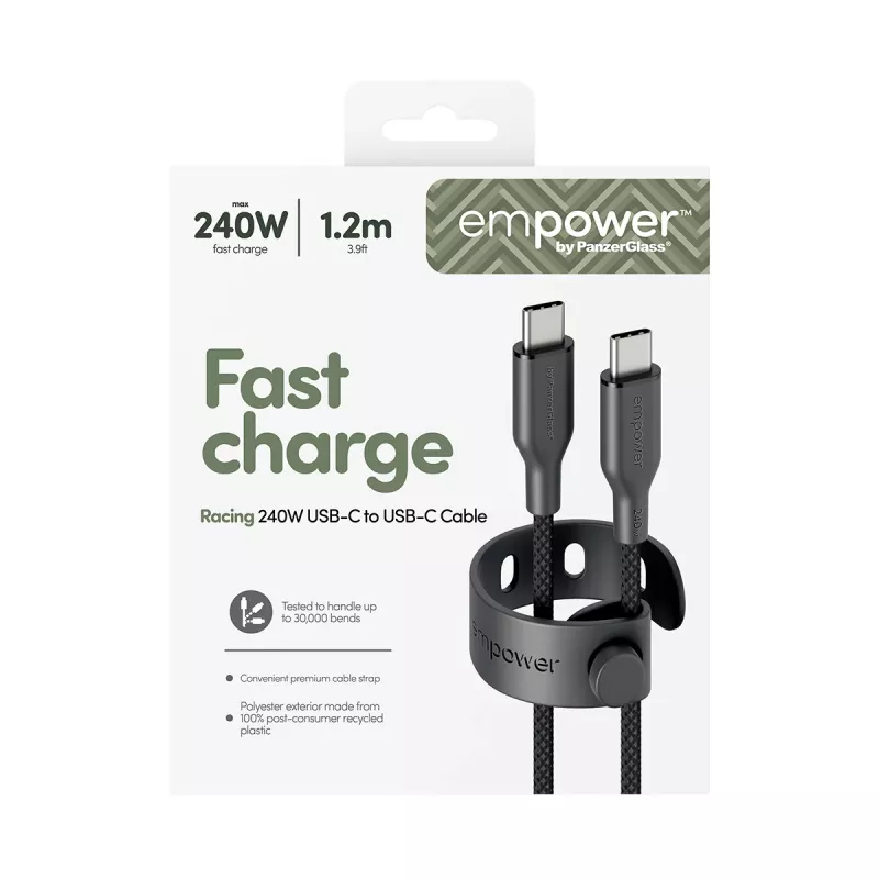PanzerGlass empower™ by ® Racing 240W kabel USB-C na USB-C | USB 2.0 | 1,2 m | kosmiczna czerń