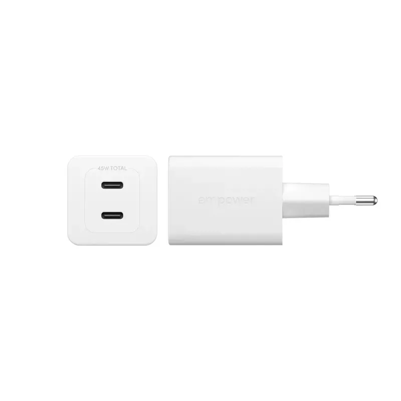 PanzerGlass empower™ by ® Turbo 45W Charger incl. 2 x USB-C | EU Plug | srebrny biały