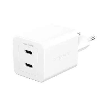 PanzerGlass empower™ by ® Turbo 45W Charger incl. 2 x USB-C | EU Plug | srebrny biały