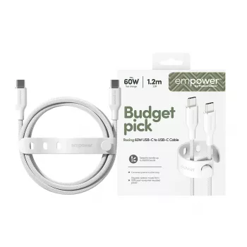 Kabel PanzerGlass empower™ by ® Racing 60W USB-C do USB-C | USB 2.0 | 1,2 m | srebrnobiały