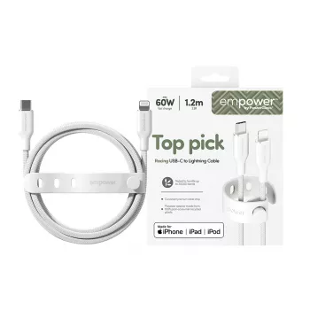PanzerGlass empower™ by ® Racing 60W USB-C do Lightning | USB 2.0 | 1,2 m | Srebrno-biały